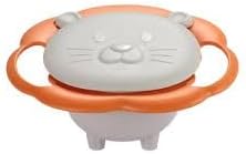 BPA Free Anti Spill 360 Rotate Gyro Bowl for Babies, Universal Kids Feeding Tableware (Gray/Orange), Small, Orange/Gray