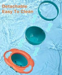 BPA Free Anti Spill 360 Rotate Gyro Bowl for Babies, Universal Kids Feeding Tableware (Orange/Green), Small