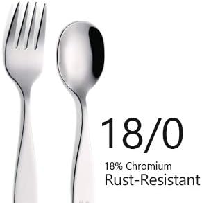 ANNOVA Kids Silverware 6 Pieces Children's Safe Flatware Set Stainless Steel - 3 x Forks, 3 x Children Dinner Spoons, Toddler Utensils, Metal Cutlery Set for LunchBox (Engraved Dog Bunny)