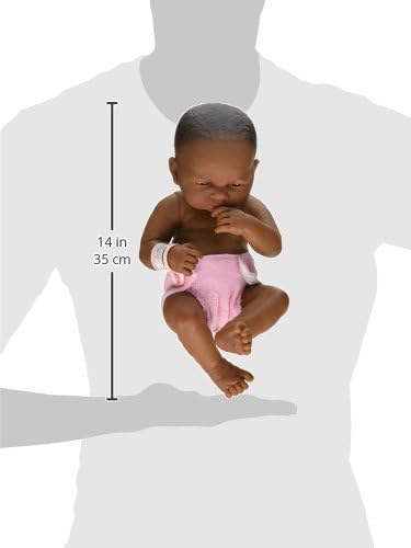JC Toys - La Newborn First Day African American| Anatomically Correct Real Girl Baby Doll | 14" All-Vinyl | Made in Spain | Designed by Berenguer | Ages 2+ , Pink