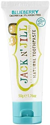 Jack N' Jill Natural Toddler Toothpaste for Baby, Kids and Infants 6 Months & Up, Fluoride Free Training Toothpaste for Toddlers 1-3 (1.76 Fl Oz (Pack of 2), Blueberry & Blackcurrant)