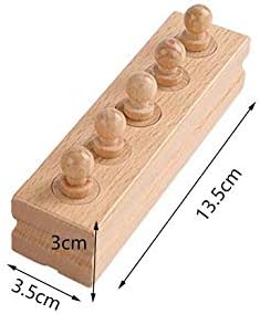Adena Montessori Wooden Small Cylinders Block,Knobbed Cylinder Socket,Montessori Materials Wooden Cylinders Ladder Blocks,Sensorial Educational Tools Preschool Early Learning Toys for Kids (Set of 4)