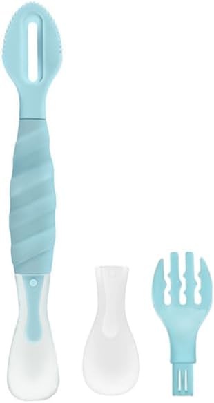 Double Head Baby Silicone Food Spoon ((Aqua Blue)), Baby Fruit Scraping Mud Spoon, Feeding Spoons Training Spoon for Infants, baby led weaning supplies (Aqua Blue)