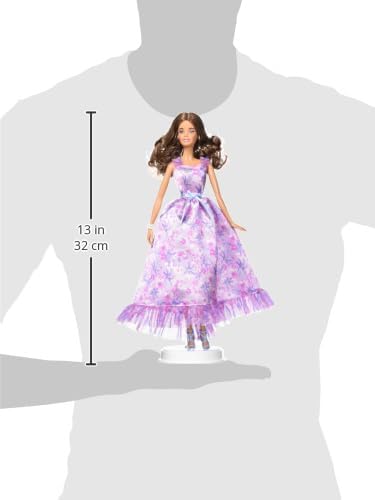 Barbie Signature Birthday Wishes Doll, Collectible in Satiny Lilac Dress with Wavy Brown Hair