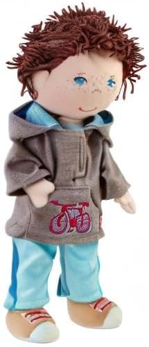 HABA Lian 12" Soft Boy Doll with Brown Hair, Blue Eyes and Embroidered Face (Machine Washable)