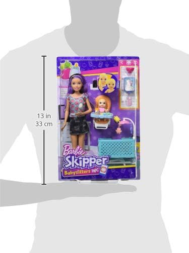 Barbie Skipper Babysitters Inc Dolls & Accessories, Set with Skipper Doll, Color-Change Baby Doll, High Chair & Crib Furniture