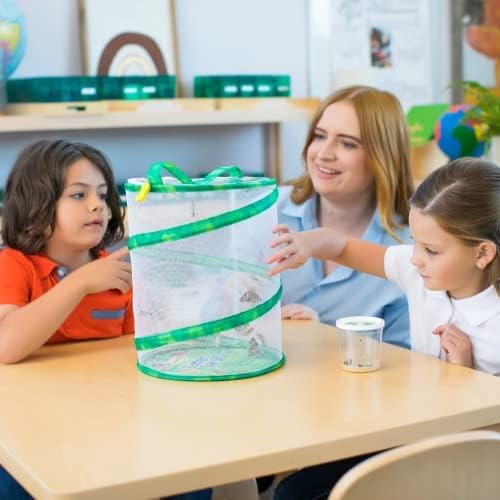 Insect Lore Butterfly Garden with Two Cups of Live Caterpillars | Original Habitat, STEM Journal, Chrysalis Holding Logs, 10 Live Baby Caterpillars | Painted Lady Butterflies | Life Science Education