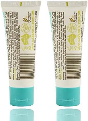 Jack N' Jill Natural Toddler Toothpaste for Baby, Kids and Infants 6 Months & Up, Fluoride Free Training Toothpaste for Toddlers 1-3 (1.76 Fl Oz (Pack of 2), Blueberry)