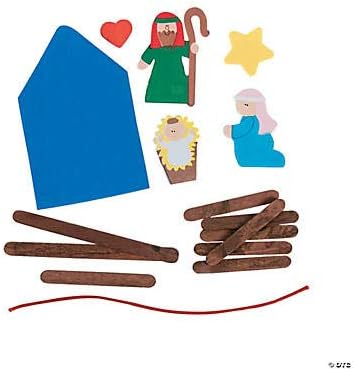 Fun Express Nativity Craft Stick Ornament Craft Kit - Makes 12 - Christmas Crafts for Kids