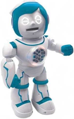 Lexibook Powerman Kid - Educational and Bilingual English/Spanish Robot - Walking Talking Dancing Singing Toy - STEM Programmable Telling Creating Stories - Quizzes Shooting Discs for Kids - ROB90US