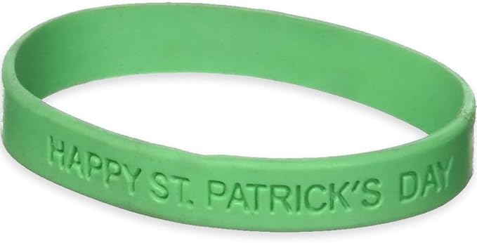 St. Patrick's Day Green Rubber Bracelet - 2.5" - Unique & Festive Accessory, Perfect for Celebrations - 1 Pc.