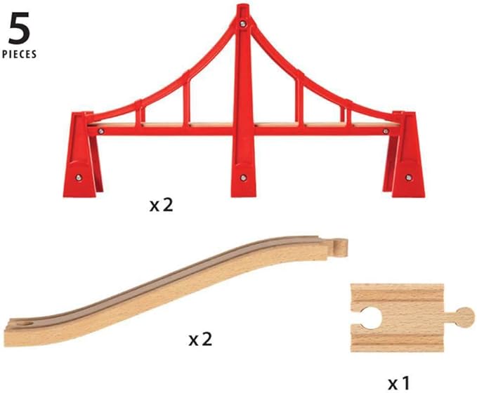BRIO World - 33683 Double Suspension Bridge | Toy Train Set Accessory for Kids & Toddlers Age 3 and Up | Compatible with All BRIO Railway Sets | FSC Certified