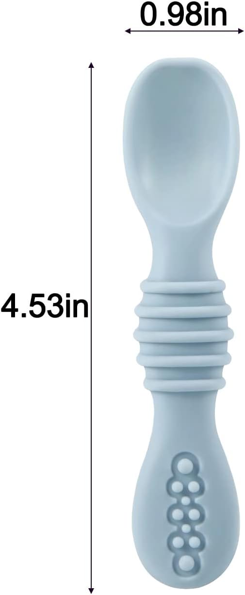 PandaEar 7 Pack Baby Led Weaning Spoons| Silicone Baby Spoons Self Feeding Utensils, Toddler Infant Feeding Spoon First Stage