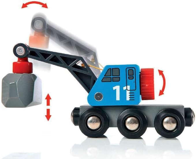 BRIO World 33210 - Rail & Road Loading Set - 32 Piece Wooden Train Set | Ideal for Kids Aged 3+ | with Special Crane Car & Flatbed Idea