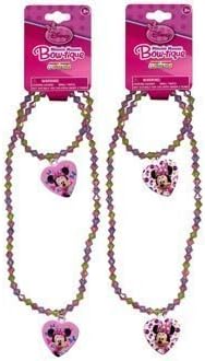 UPD Minnie Mouse Necklace and Bracelet Set (1 Pink Set + 1 Purple Set)