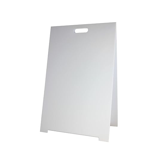 Flipside Products 35.5" x 23" Double- Sided Corrugated Plastic Dry Erase Marquee Easel, Signboard, Indoor Outdoor, Sidewalk Curb Sign, White, 4 Pack