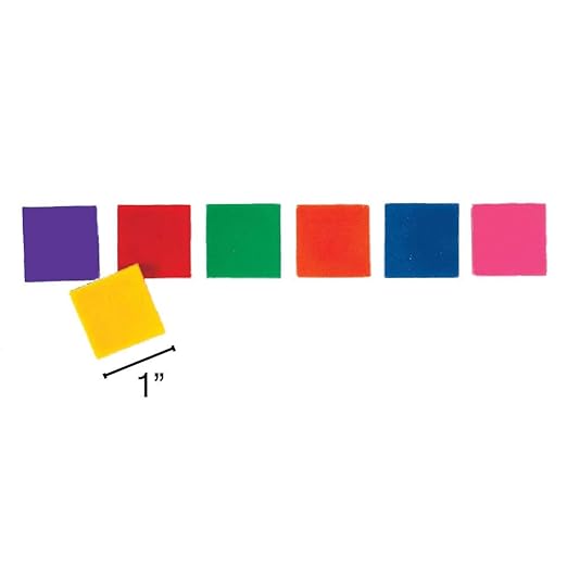 hand2mind Plastic Square with 7 Color Tiles, Color Sorting, Math Counters, Counting Manipulatives, Colored Plastic Squares, Math Manipulatives, Bingo Chips, Game Tokens, Tiles Learning (Set of 400)