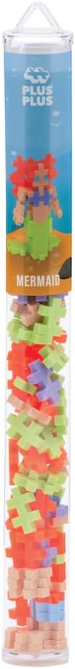 Plus Plus 3D Figure Building Block Set, Fun Stem Toys for Kids, 70 Interlocking Pieces - Mermaid Girl Mini Maker Tube