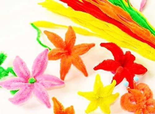 Pack of 100 Pipe Cleaners Fuzzy Bumpy Chenille Stems for Creative Handmade DIY Art Craft (Multicolor)