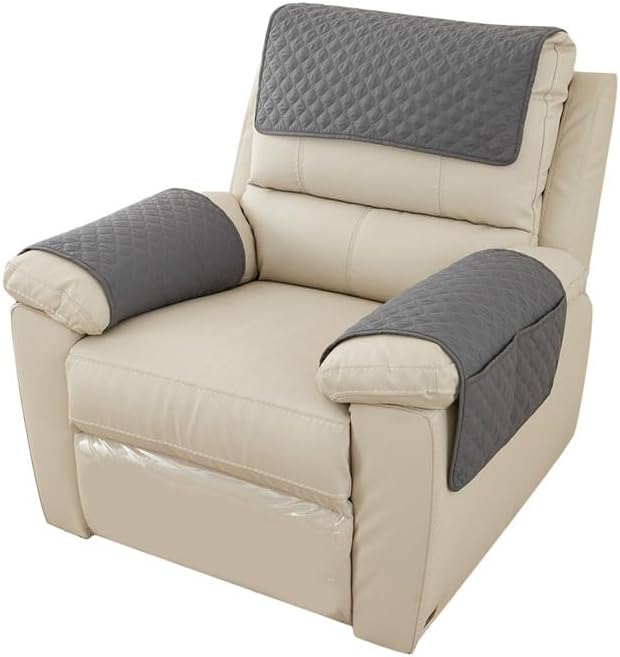 Recliner Chair Slipcover Mat Anti Slip Dogs Pet Kids Sofa Armrest Towel Cover Armchair Furniture Protector Couch Cushion 1 Seat (3pcs) (A3)