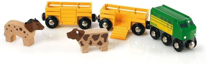 BRIO World 33404 - Farm Train | 5-Piece Wooden Toy Train Set for Kids | Ideal for Ages 3 & Up | Certified Sustainable Materials