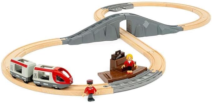 BRIO World – 36079 Starter Travel Train Set | 22-Piece Wooden Toy Train Set for Kids Aged 3 Years Up