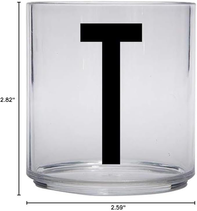 Design Letters Tritan Dinnerware Cups for Kids A-Z 6 Oz| Kids Glass Designed in Denmark for Baby feeding | Toddler Cup for Drinking | Unbreakable Tableware for Baby|Stackable Tumbler Cup BPA/BPS Free