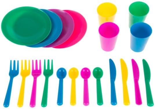 Hey! Play! Kids Play Dish Set, 27 Piece Tableware Dish Set with Drainer – for Kitchen Playset and Pretend Food, Toys for Boys and Girls