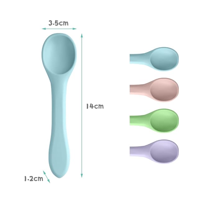 Vicloon Silicone Baby Feeding Spoons, 4 PCS Baby Spoons, First Stage Feeding Spoons for Infants, Silicone Baby Spoons Ultra-Durable & Chewproof, Silicone Feeding Spoons Dishwasher Safe,Baby Utensils
