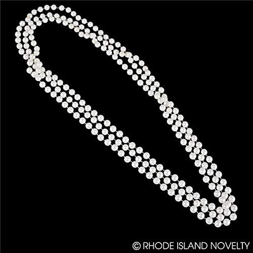 Rhode Island Novelty 48-Inch 12mm Faux Pearl Necklace, White, Pack of 12