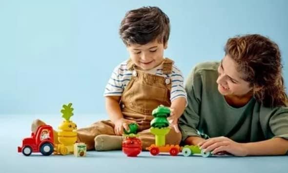 LEGO DUPLO My First Fruit and Vegetable Tractor Toy 10982, Stacking and Color Sorting Toys for Babies and Toddlers Ages 1 .5-3 Years Old, Educational Early Learning Set
