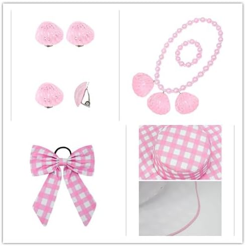 Princess Summer Dress for Girls Costume Plaid Sleeveless Sundress With Accessories