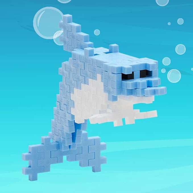 PLUS PLUS 3D Puzzle Building Block Set, 70 Mini Interlocking Pieces, Fun STEM Toys for Kids - Dolphin Mini Maker Tube