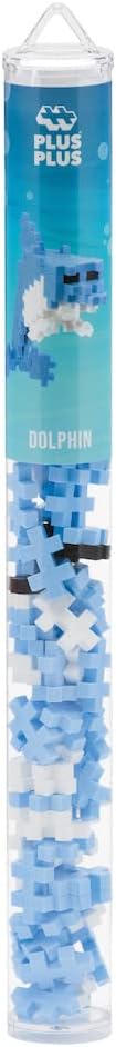 PLUS PLUS 3D Puzzle Building Block Set, 70 Mini Interlocking Pieces, Fun STEM Toys for Kids - Dolphin Mini Maker Tube