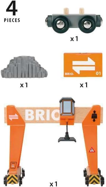 BRIO Gantry Crane - Authentic Railway Toy | Functioning Sliding Cabin | Wooden Track Compatible | FSC-Certified Beech Wood Construction