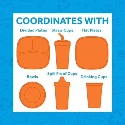 Re-Play Made in USA Toddler Forks and Spoons, Pack of 8 Without Carrying Case - 4 Kids Forks with Rounded Tips and 4 Deep Scoop Toddler Spoons - 0.2" Thick Toddler Utensils, Meadow