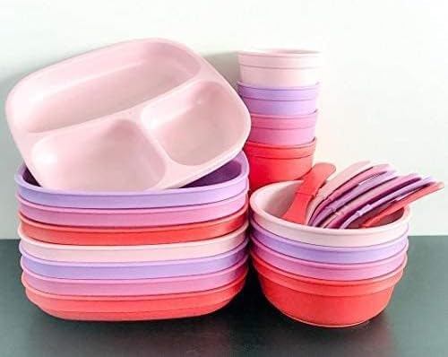 Re-Play Made in USA Toddler Forks and Spoons, Pack of 8 Without Carrying Case - 4 Kids Forks with Rounded Tips and 4 Deep Scoop Toddler Spoons - 0.2" Thick Toddler Utensils, Under The Sea