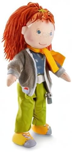 HABA Soley 12" Soft Doll with Red Hair, Embroidered Face, Removable Pants and Jacket - Machine Washable for Ages 18 Months +
