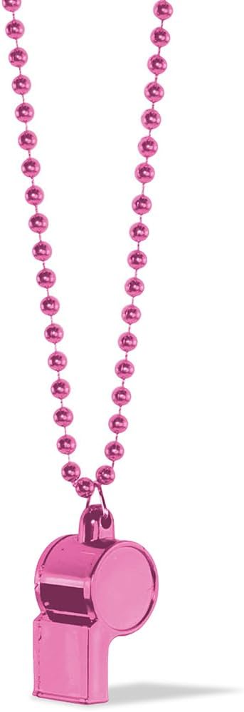 Pink Whistle On Chain Necklace (36") 1 Count - Premium Quality Plastic, Lightweight & Durable - Eye-Catching Design & Multipurpose Accessory - Perfect For Sports, Safety & Fashion