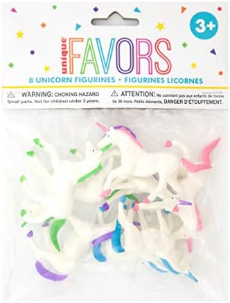 Unique Plastic Unicorn Figurine Favors | Assorted Colors | 8 Pcs