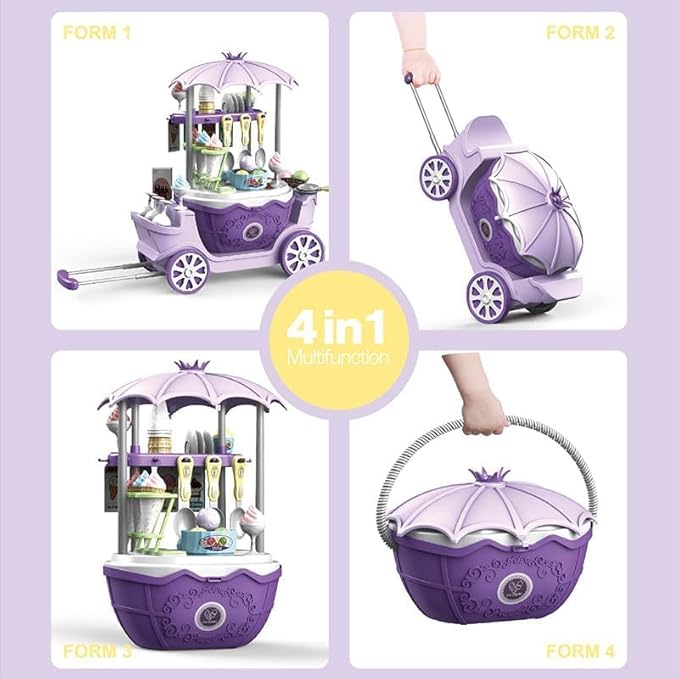 Ice Cream Toy for Kids Toddler Play Set Pretend Toy 69 Piece for Children 3-12 Years Old Kitchen Food Toys