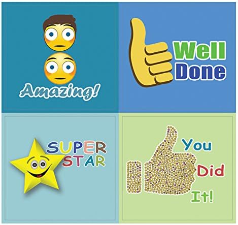 Creanoso Emoji Encouraging Words Stickers (10-Sheet) – Total 120 pcs (10 X 12pcs) Individual Small Size 2.1 x 2. Inches, Waterproof, Unique Personalized Themes Art Decal for Boys & Girls, Children