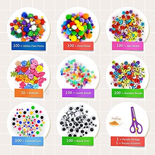 Irichna 1000+ Pcs Art and Craft Supplies for Kids, Toddler DIY Craft Art Supply Set Included Pom Poms, Pipe Cleaners, Feather, Folding Storage Box - All in One for DIY Craft Set (Green)