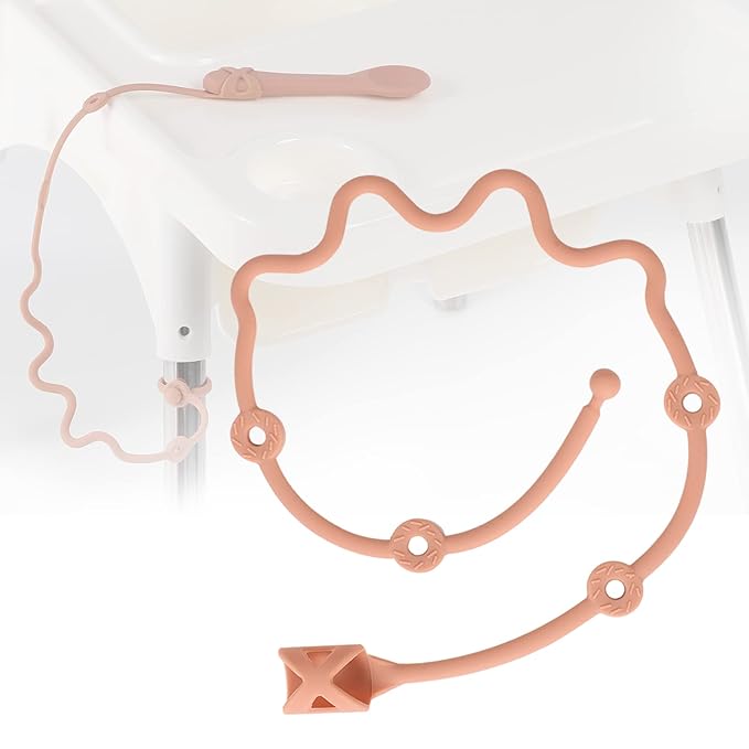 Baby Spoons Self Feeding 6 Month,SMAutoLife Toddler Utensils Holder Strap Food Grade Silicone Keep Fork and Spoon Off The Floor Great for Kids,Hook On High Chair(Orange)