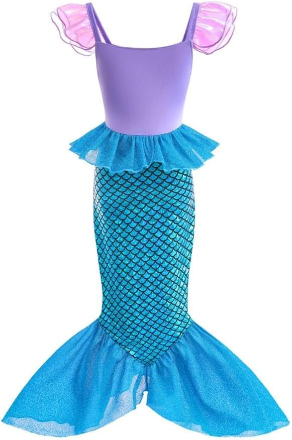 Lito Angels Little Mermaid Princess Fancy Dress Up Costume Party Outfit for Toddler Kids Girls with Accessories Size 3T to 10
