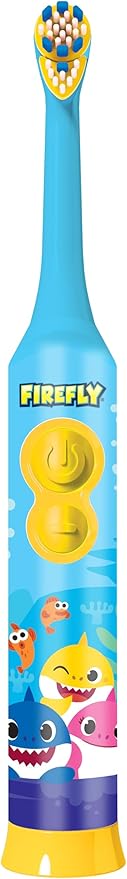 Firefly Clean N' Protect, Baby Shark Toothbrush with 3D Character Cover, Soft Bristles, Anti-Slip Grip Handle, Battery Included, Ages 3+, 1 Count