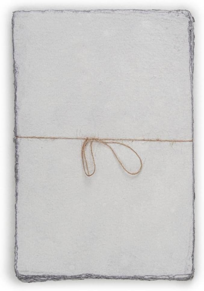 LEATHER VILLAGE Watercolor Paper - 8 X 6 inches, 50 Sheets - Mixed Media Watercolor Paper - 150 GSM Thick Deckle Edge Virgin Cotton Handmade Paper - Grey Toned