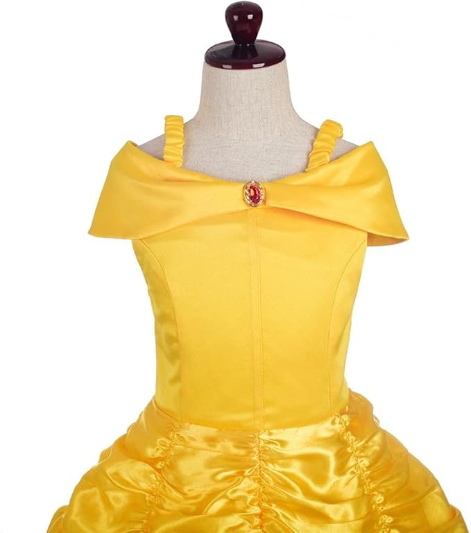 Dressy Daisy Girls' Princess Yellow Gold Ball Gown Birthday Party Fancy Dress Up Halloween Costume Size 3T-12