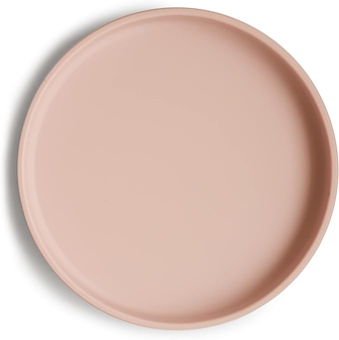 mushie Classic Silicone Suction Plate | BPA-Free Non-Slip Design (Blush)