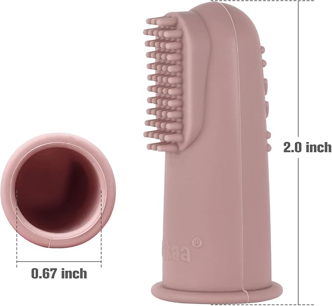 haakaa Silicone Baby Finger Toothbrush, Oral Care for Infants&Babies&Toddlers&Kids, Soft Food Grade Silicone, 0 Months+, 2 Pack, Blush